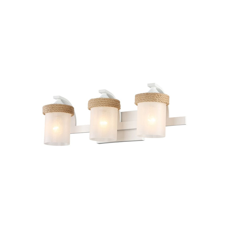 Golden Chatham 3-Light Vanity, White/Clear Sandblasted Glass