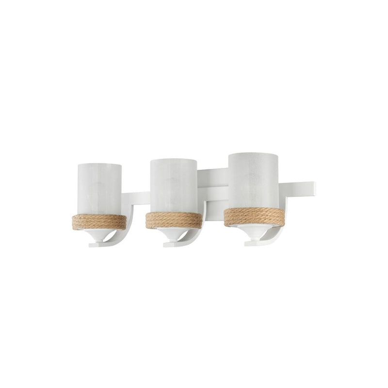 Golden Chatham 3-Light Vanity, White/Clear Sandblasted Glass