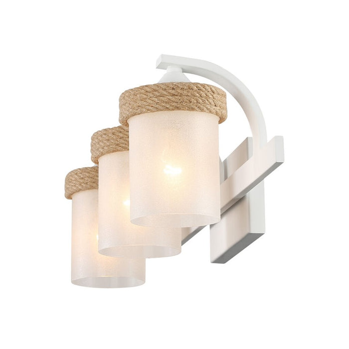 Golden Chatham 3-Light Vanity, White/Clear Sandblasted Glass