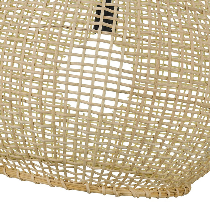 Golden Lighting Reed 1 Light Large Pendant, Matte Black/Bamboo
