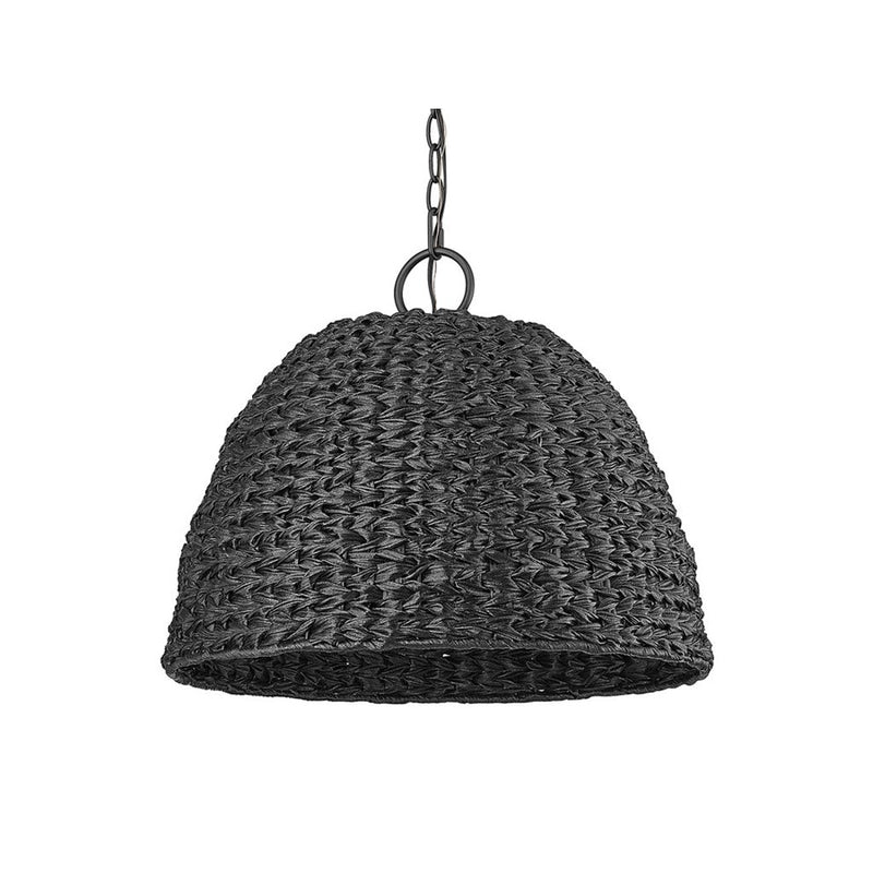 Golden Rue 3-Lt Outdoor Pendant, Black/Silken Black Wicker - 1081-O3PNB-SBW