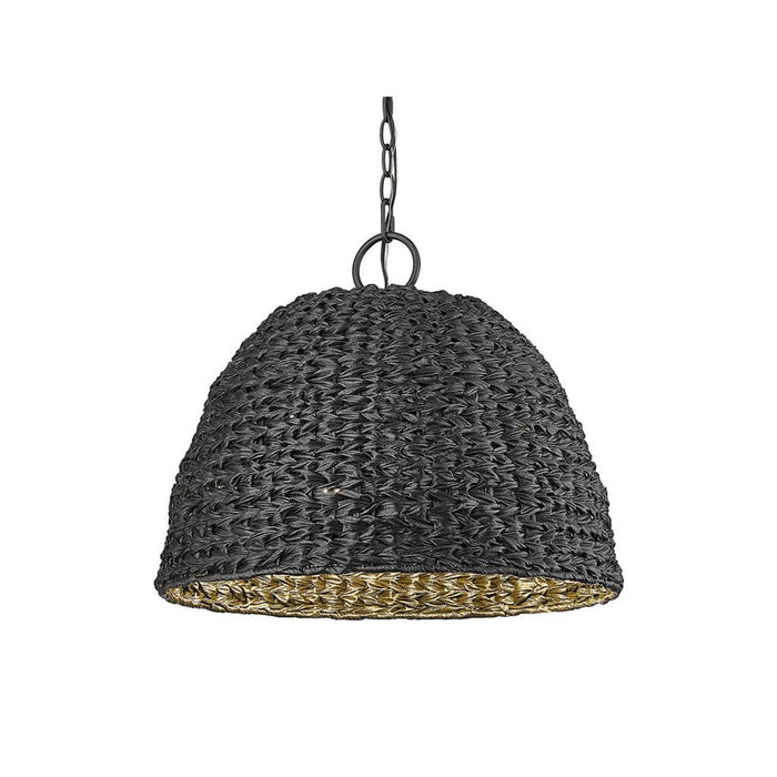 Golden Rue 3-Lt Outdoor Pendant, Black/Silken Black Wicker