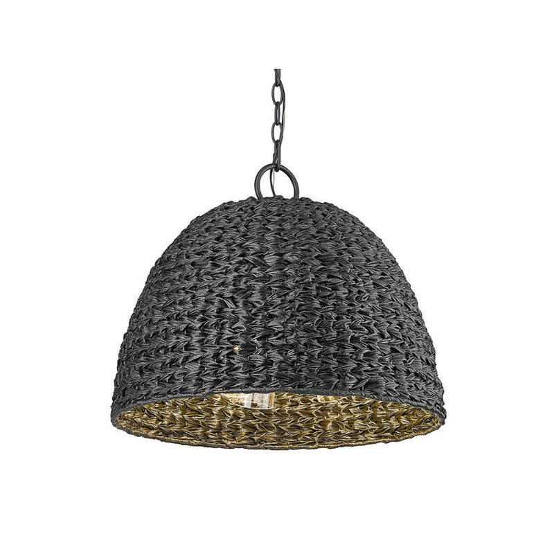 Golden Rue 3-Lt Outdoor Pendant, Black/Silken Black Wicker