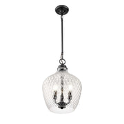 Golden Lighting Adeline 11in 3-Light Pendant | Farmhouse Matte Black and Clear Glass | Kitchen Island & Dining Room | Model 1088-3P BLK-CLR