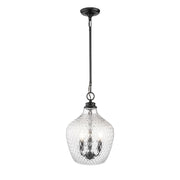 Golden Lighting Adeline 11in 3-Light Pendant | Farmhouse Matte Black and Clear Glass | Kitchen Island & Dining Room | Model 1088-3P BLK-CLR