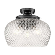 Golden Lighting Adeline 14in 3-Light Semi-Flush Mount | Farmhouse Matte Black and Clear Glass | Entryway & Kitchen | Model 1088-3SF BLK-CLR