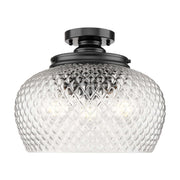 Golden Lighting Adeline 14in 3-Light Semi-Flush Mount | Farmhouse Matte Black and Clear Glass | Entryway & Kitchen | Model 1088-3SF BLK-CLR