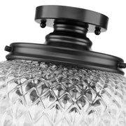 Golden Lighting Adeline 14in 3-Light Semi-Flush Mount | Farmhouse Matte Black and Clear Glass | Entryway & Kitchen | Model 1088-3SF BLK-CLR