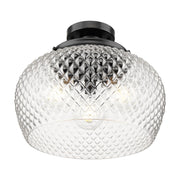 Golden Lighting Adeline 14in 3-Light Semi-Flush Mount | Farmhouse Matte Black and Clear Glass | Entryway & Kitchen | Model 1088-3SF BLK-CLR