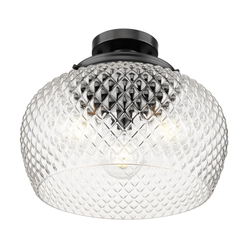 Golden Lighting Adeline 14in 3-Light Semi-Flush Mount | Farmhouse Matte Black and Clear Glass | Entryway & Kitchen | Model 1088-3SF BLK-CLR