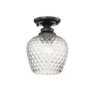 Golden Adeline 1-Light Semi-Flush, Matte Black/Clear Glass - 1088-SFBLK-CLR