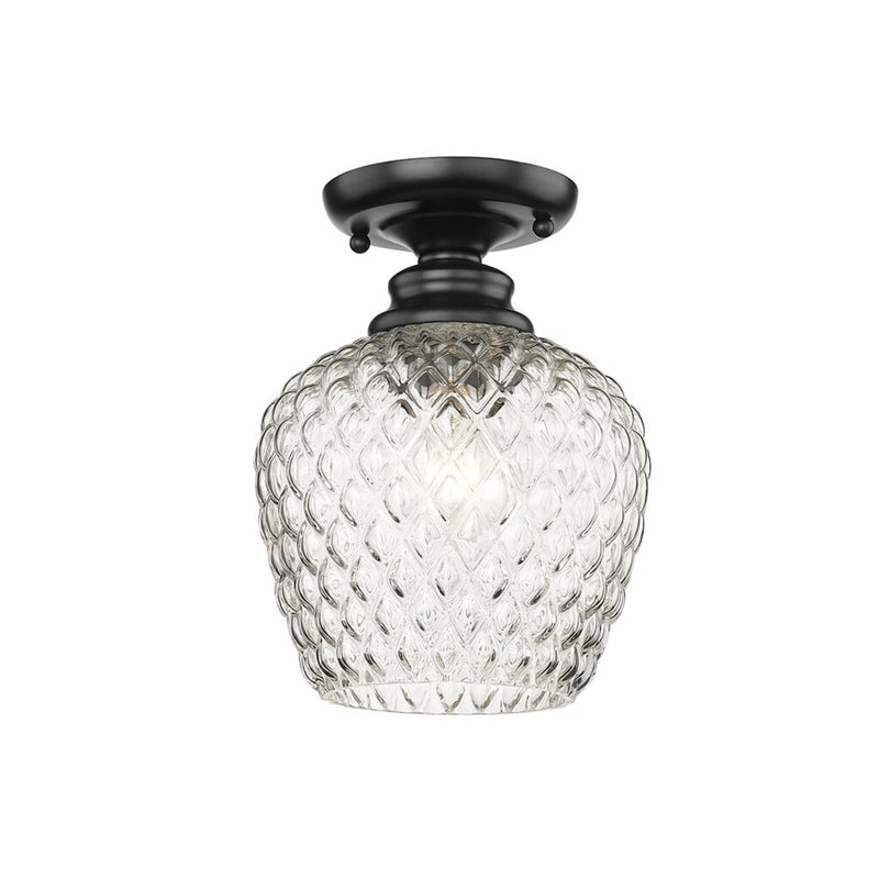 Golden Adeline 1-Light Semi-Flush, Matte Black/Clear Glass - 1088-SFBLK-CLR