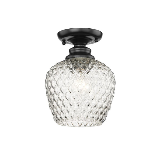 Golden Adeline 1-Light Semi-Flush, Matte Black/Clear Glass - 1088-SFBLK-CLR
