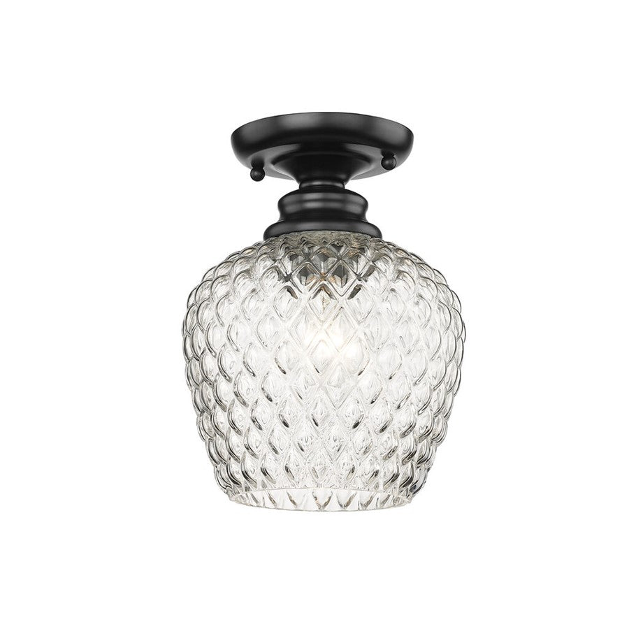 Golden Adeline 1-Light Semi-Flush, Matte Black/Clear Glass - 1088-SFBLK-CLR