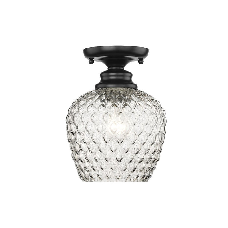 Golden Adeline 1-Light Semi-Flush, Matte Black/Clear Glass