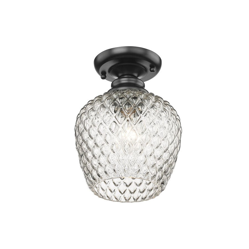 Golden Adeline 1-Light Semi-Flush, Matte Black/Clear Glass