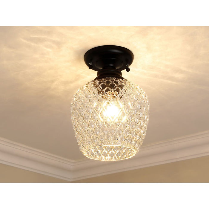 Golden Adeline 1-Light Semi-Flush, Matte Black/Clear Glass