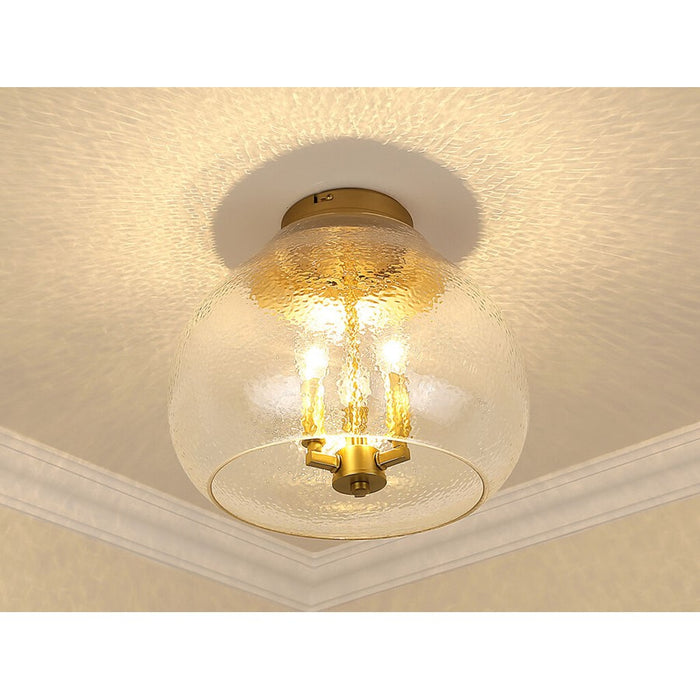 Golden Ariella 3-Lt Semi-Flush, Champagne Bronze/Clear Glass