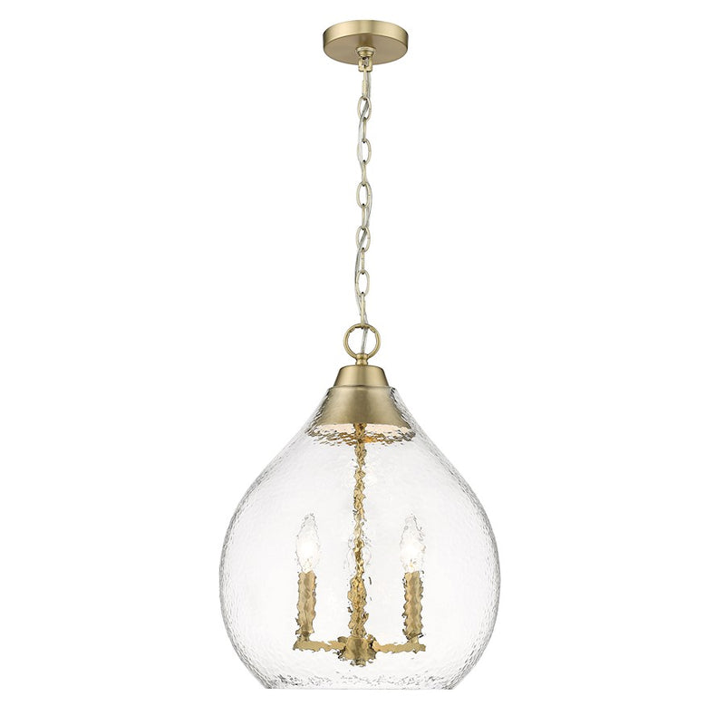 Golden Lighting Ariella 3 Light Pendant/Hammered Clear