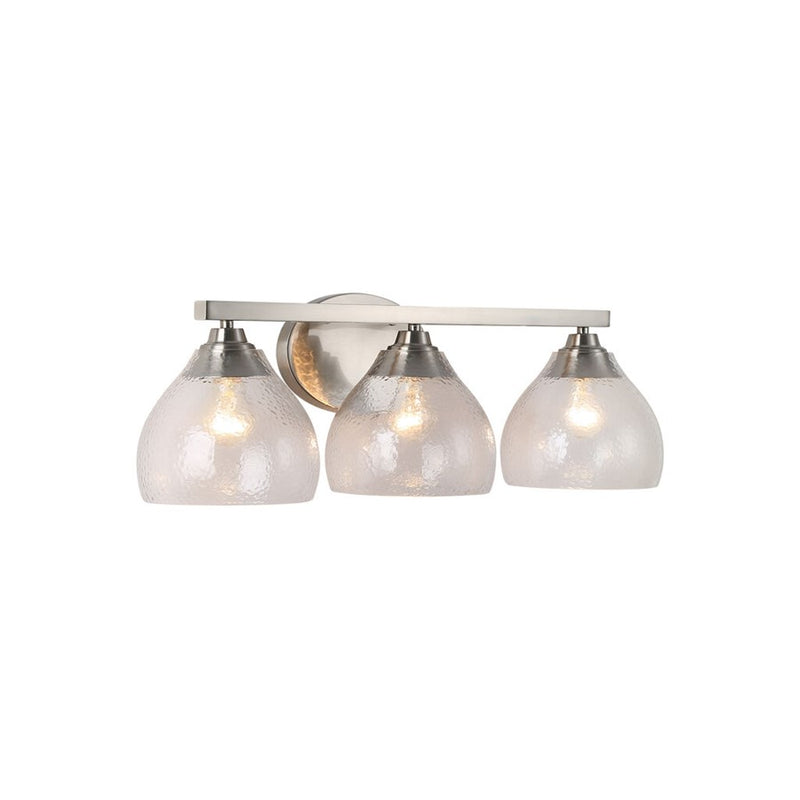 Golden Ariella 3-Lt Vanity Lt, Pewter/Hammered Clear Glass