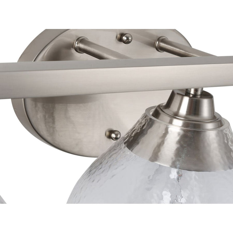 Golden Ariella 3-Lt Vanity Lt, Pewter/Hammered Clear Glass