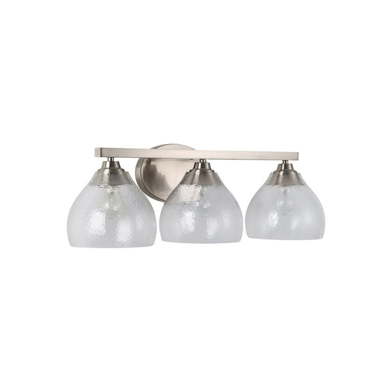 Golden Ariella 3-Lt Vanity Lt, Pewter/Hammered Clear Glass