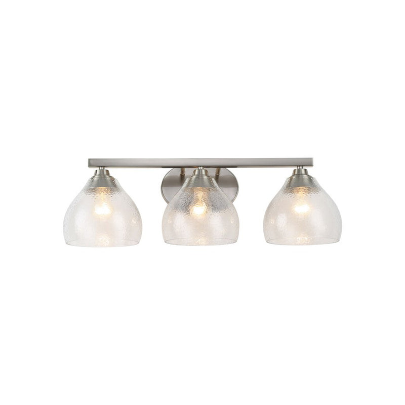 Golden Ariella 3-Lt Vanity Lt, Pewter/Hammered Clear Glass