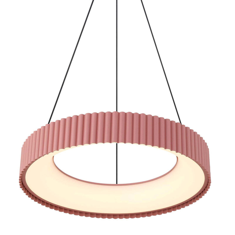 Golden Lighting Sashay 20in Integrated LED Pendant | Modern Blush Fluted Acrylic | Kitchen Island & Dining Room | Model 1146-20 BL