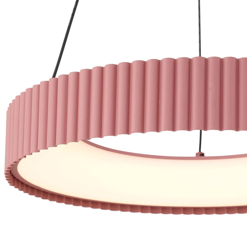 Golden Lighting Sashay 20in Integrated LED Pendant | Modern Blush Fluted Acrylic | Kitchen Island & Dining Room | Model 1146-20 BL