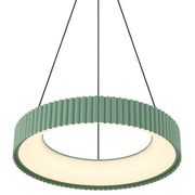 Golden Lighting Sashay 20in LED Pendant | Modern Pistachio Fluted Drum | Kitchen Island & Dining Room | 19.75 x 19.75 x 4 in | Model 1146-20 PI