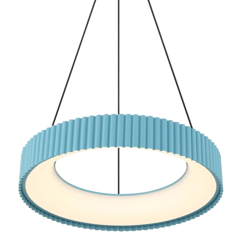 Golden Lighting Sashay 20in Integrated LED Pendant | Modern Sky Blue Acrylic and Steel | Kitchen Island & Dining Room | Model 1146-20 SB