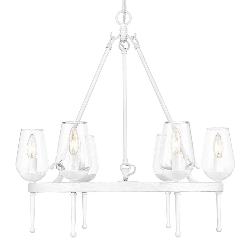 Golden Lighting Regent 6 Light Chandelier, White Plaster/Clear