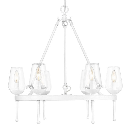 Golden Lighting Regent 6 Light Chandelier, White Plaster/Clear