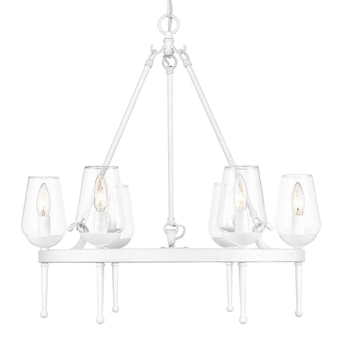 Golden Lighting Regent 6 Light Chandelier, White Plaster/Clear