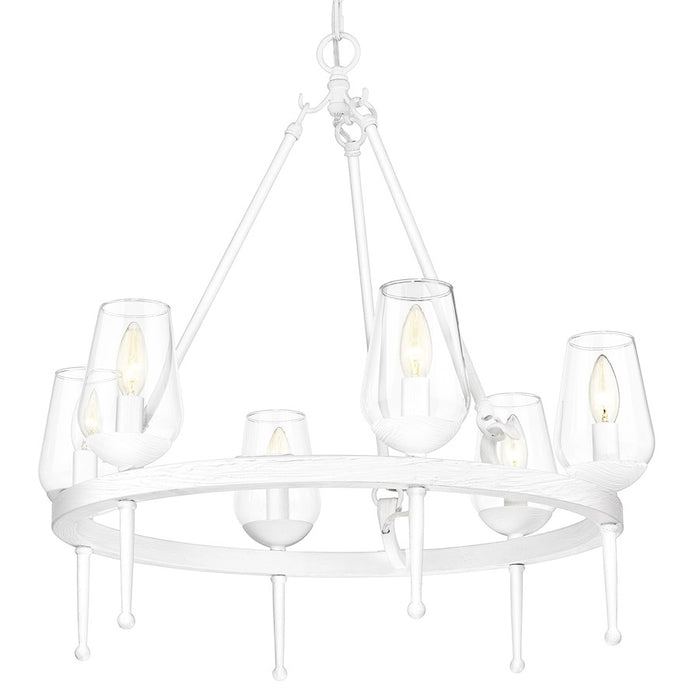 Golden Lighting Regent 6 Light Chandelier, White Plaster/Clear
