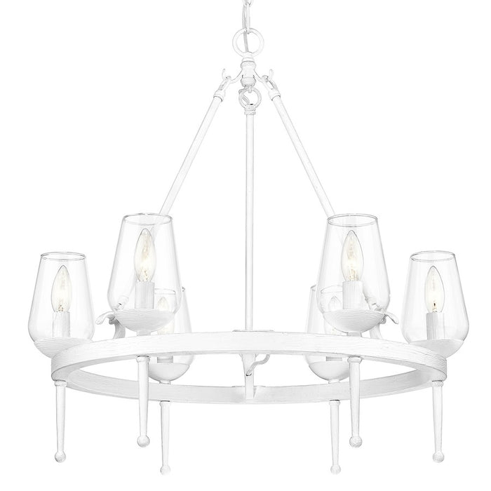 Golden Lighting Regent 6 Light Chandelier, White Plaster/Clear