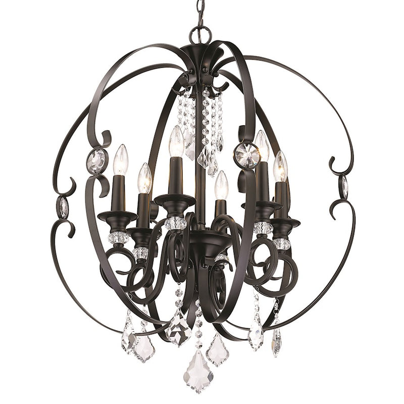 Golden Lighting Ella 6 Light Chandelier, Matte Black