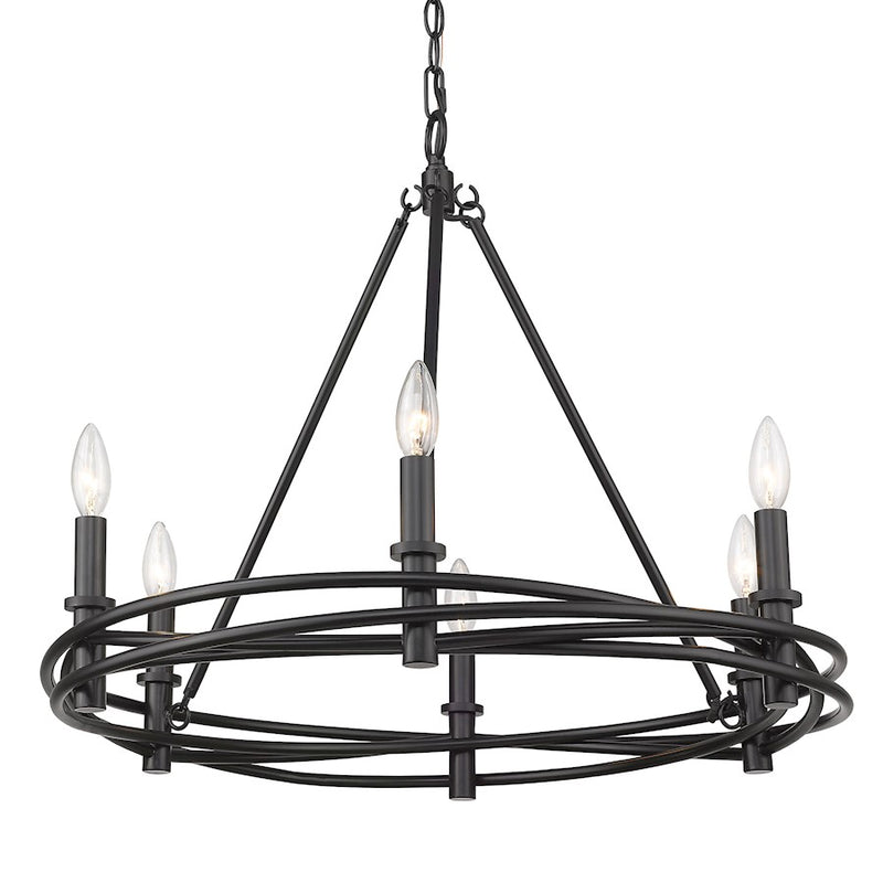 Golden Lighting Weaver 6 Light Chandelier, Matte Black