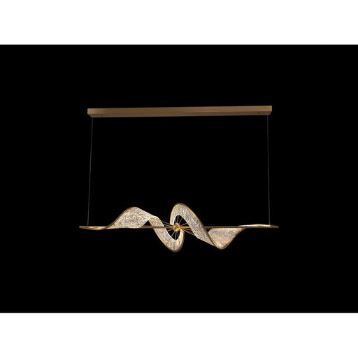 Golden Aurora LED Linear Pendant, Brushed Champagne/No Shade