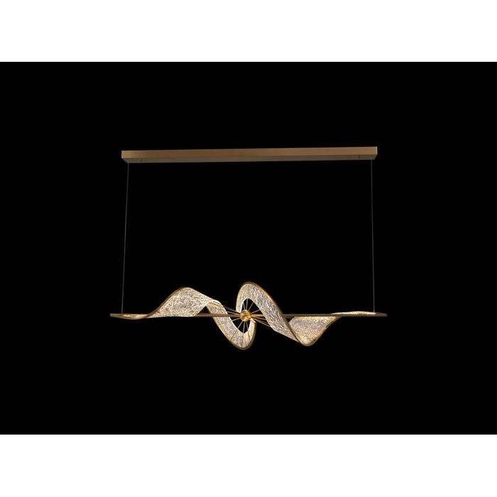 Golden Aurora LED Linear Pendant, Brushed Champagne/No Shade