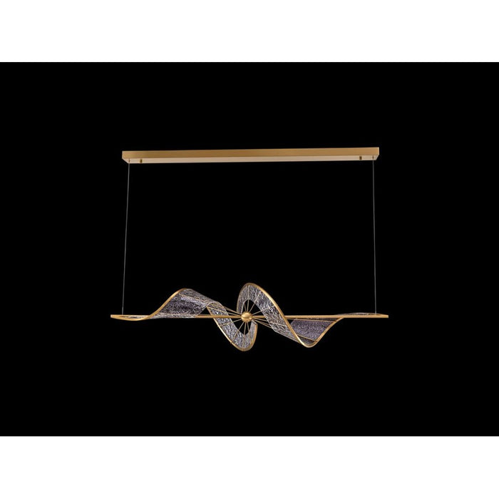 Golden Aurora LED Linear Pendant, Brushed Champagne/No Shade