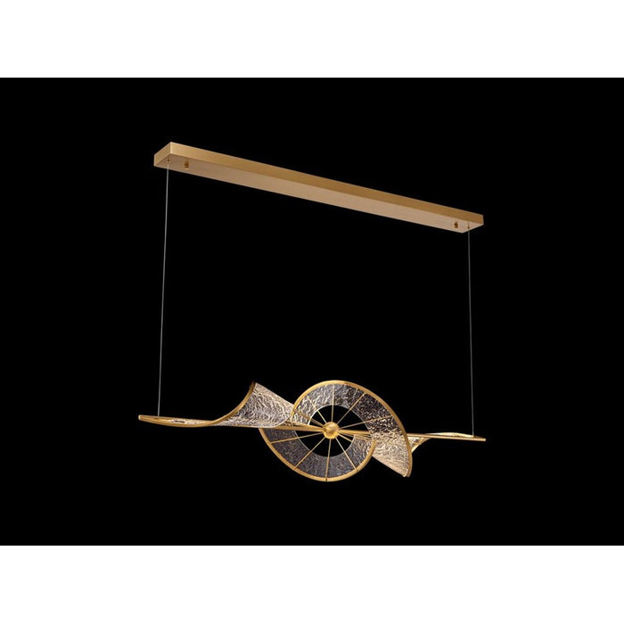 Golden Aurora LED Linear Pendant, Brushed Champagne/No Shade