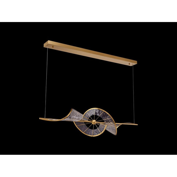 Golden Aurora LED Linear Pendant, Brushed Champagne/No Shade