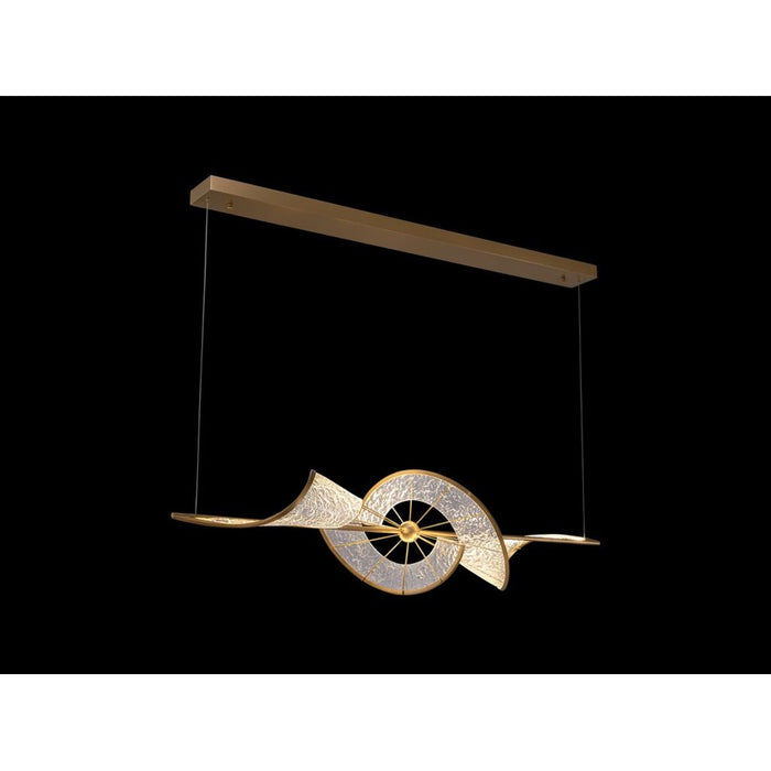 Golden Aurora LED Linear Pendant, Brushed Champagne/No Shade
