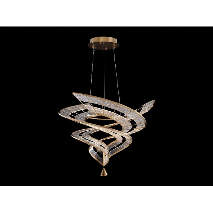 Golden Aurora LED Medium Pendant, Brushed Champagne/No Shade