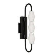 Golden Lighting Geode 21.5in LED Outdoor Wall Light | Modern Matte Black and Fluted Striped Glass | Entryway & Patio | Model 1517-OWL3 BLK-FST