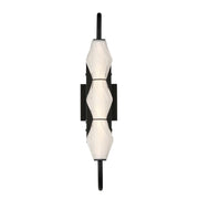 Golden Lighting Geode 21.5in LED Outdoor Wall Light | Modern Matte Black and Fluted Striped Glass | Entryway & Patio | Model 1517-OWL3 BLK-FST