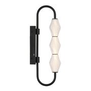 Golden Lighting Geode 21.5in LED Outdoor Wall Light | Modern Matte Black and Fluted Striped Glass | Entryway & Patio | Model 1517-OWL3 BLK-FST