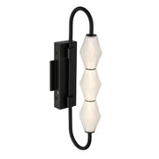 Golden Lighting Geode 21.5in LED Outdoor Wall Light | Modern Matte Black and Fluted Striped Glass | Entryway & Patio | Model 1517-OWL3 BLK-FST