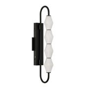 Golden Lighting Geode 27in 4-Light LED Outdoor Wall Light | Modern Matte Black and Fluted Striped Glass | Entryway & Patio | Model 1517-OWL4 BLK-FST